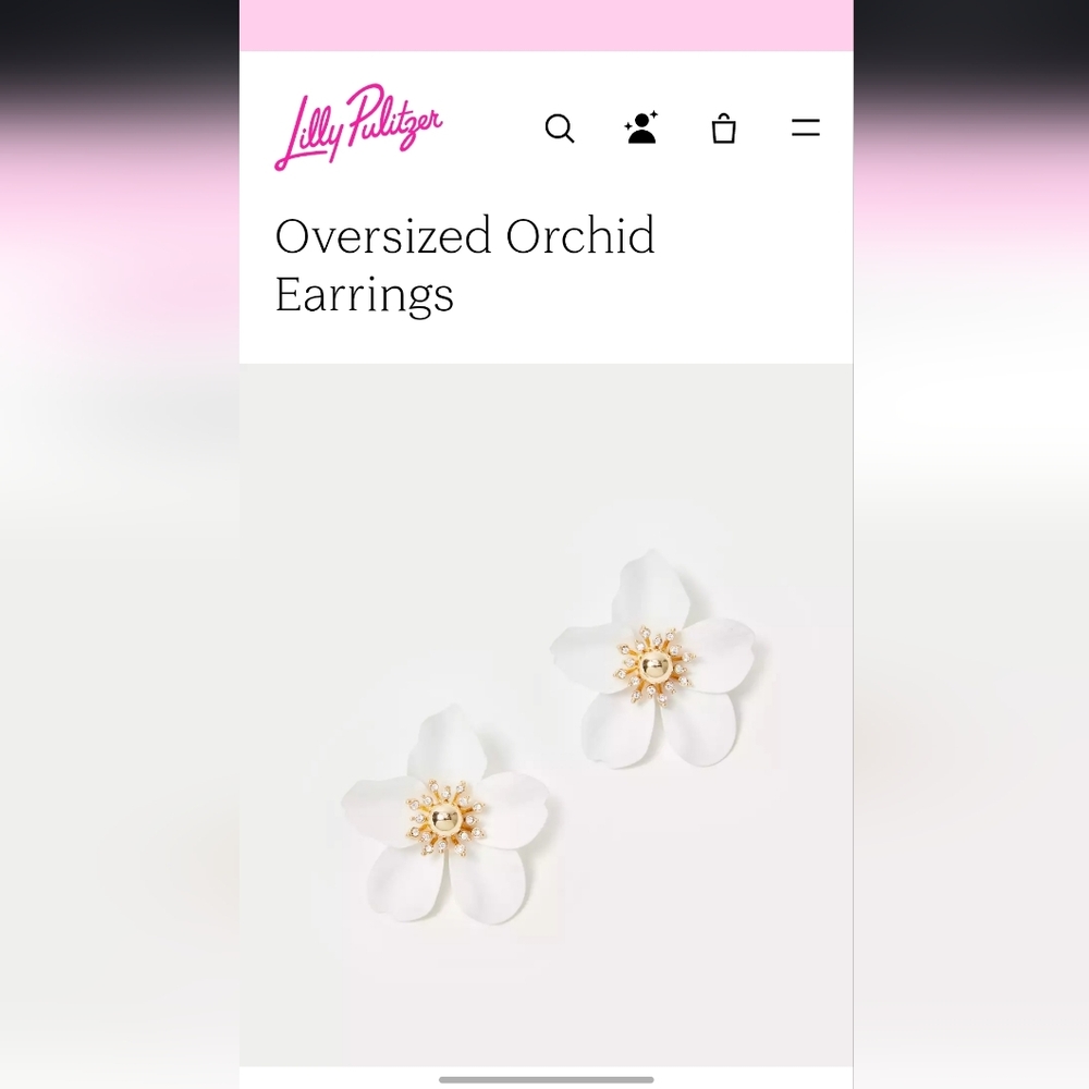 Lilly Pulitzer White and Gold Floral Earrings - Picture 4 of 4